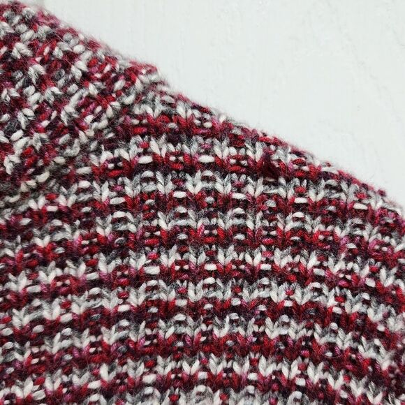 Talbots Sweater Womens L Red Gray Angora Blend Knit Button Cardigan Chunky Soft - Picture 5 of 8